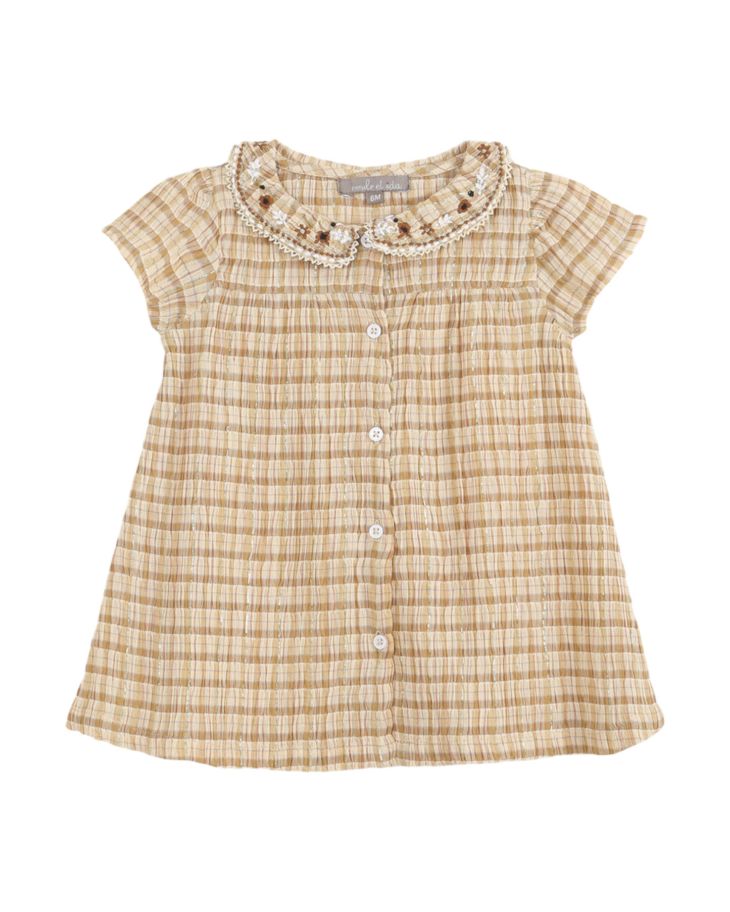 Robe fille à carreaux beige