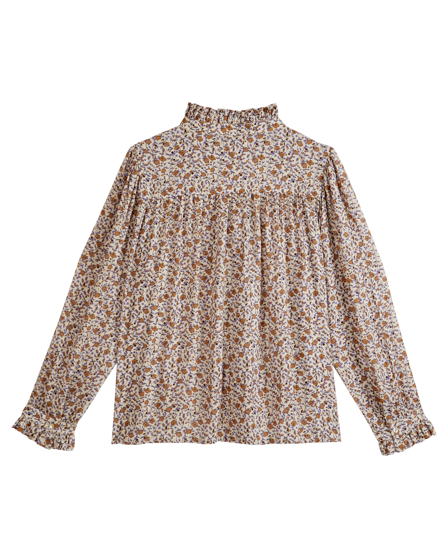 Blouse campanule marron et violet