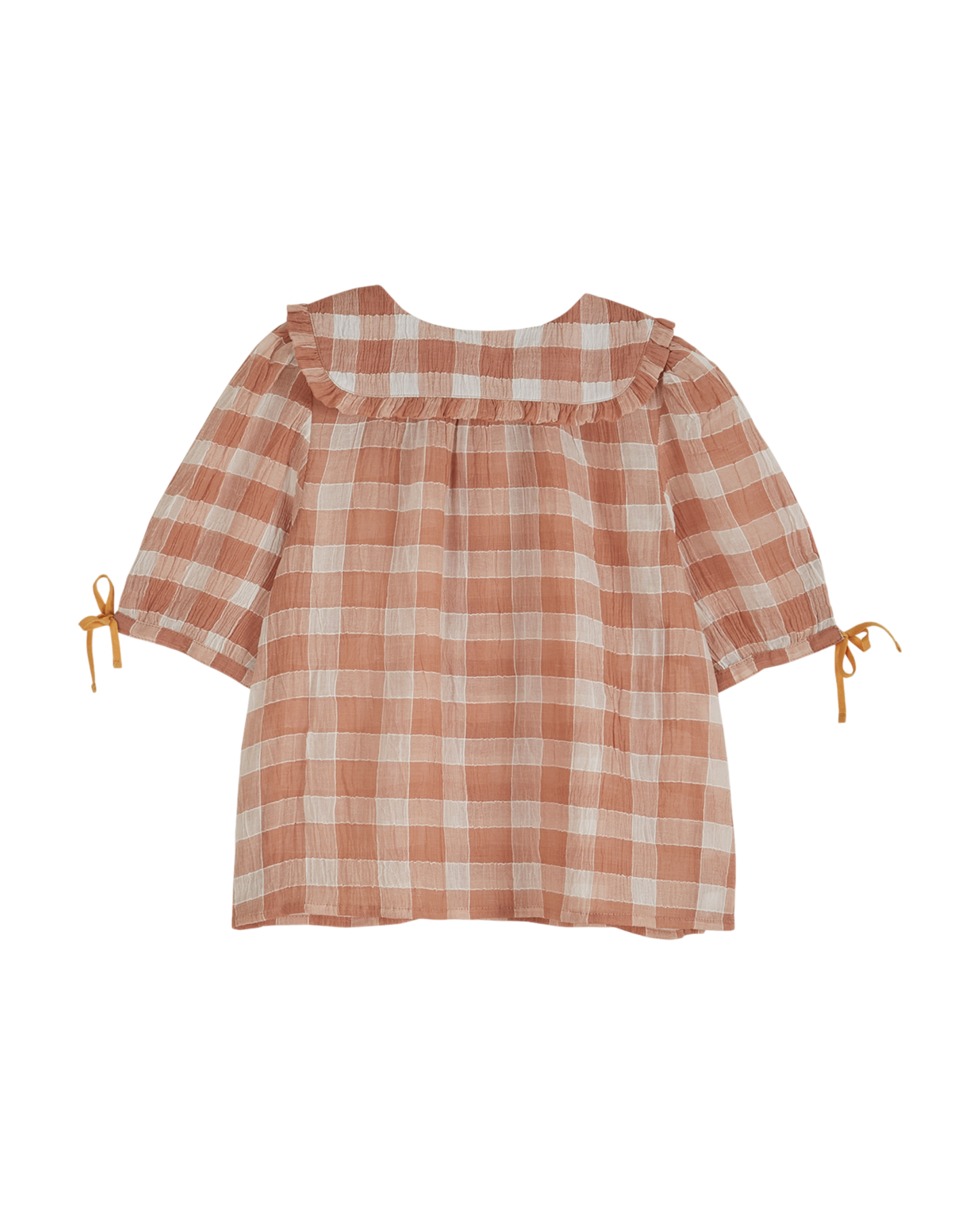 Blouse crépon de coton vichy terracotta
