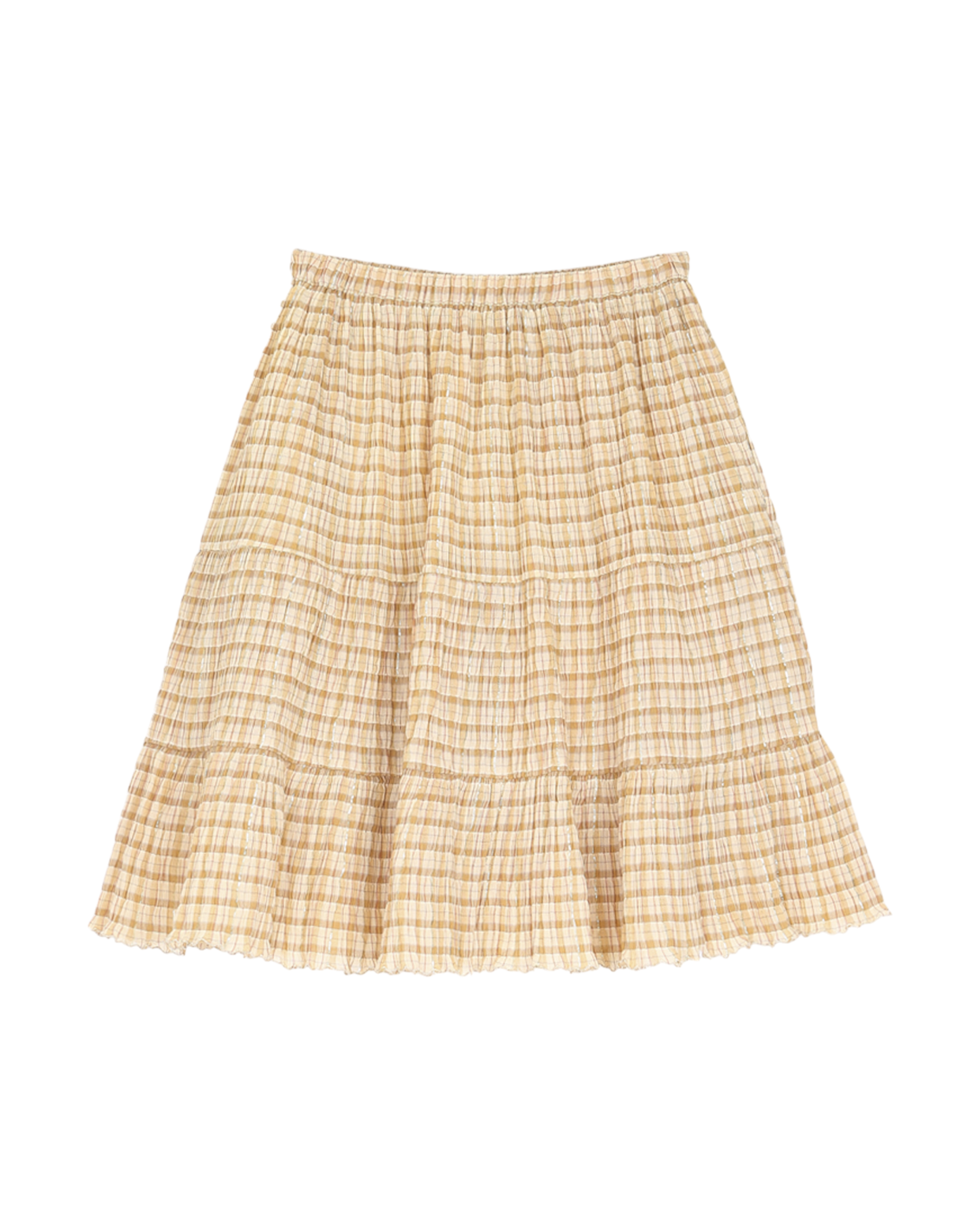 Jupe à étages à carreaux beige