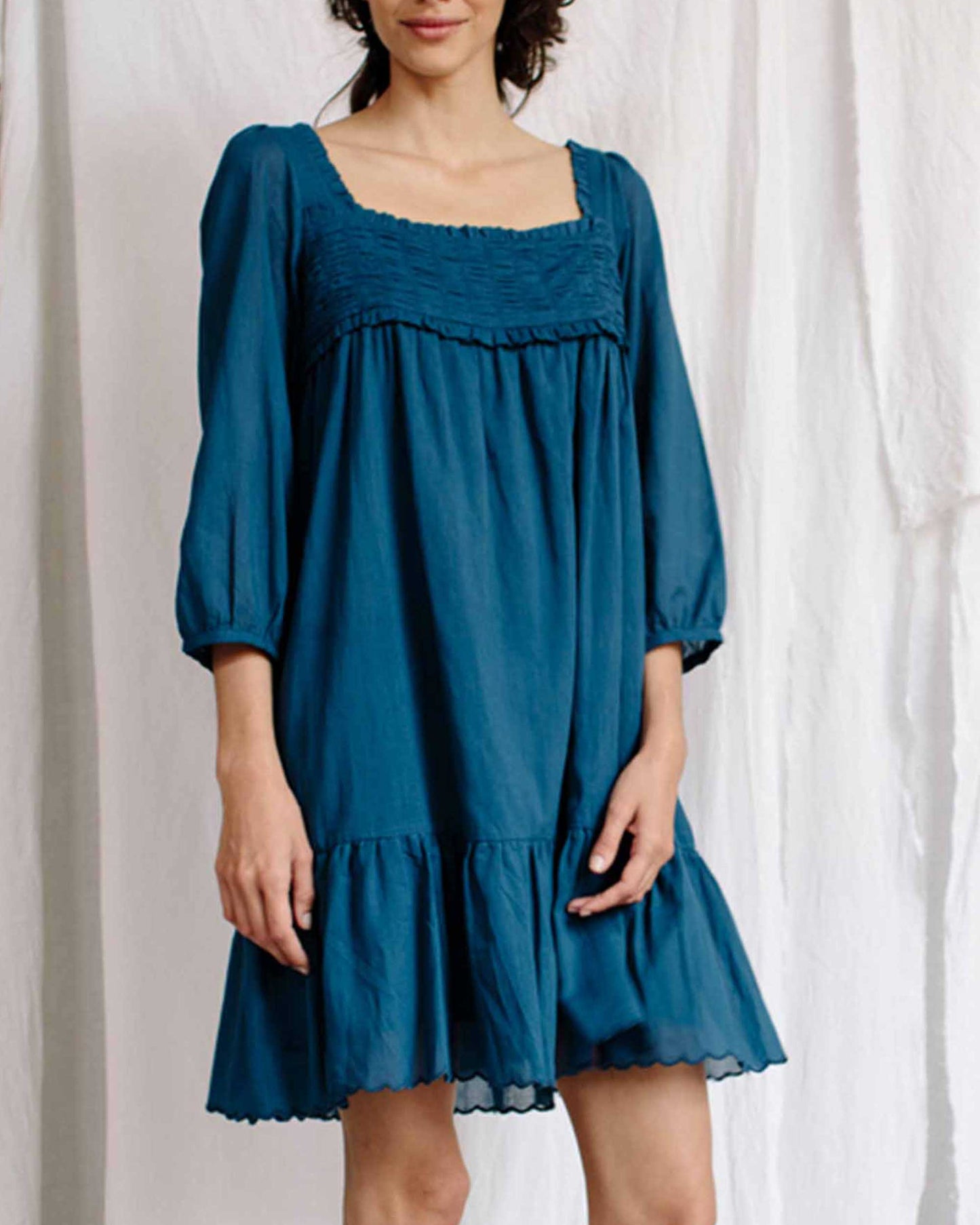 Robe ample bleu océan
