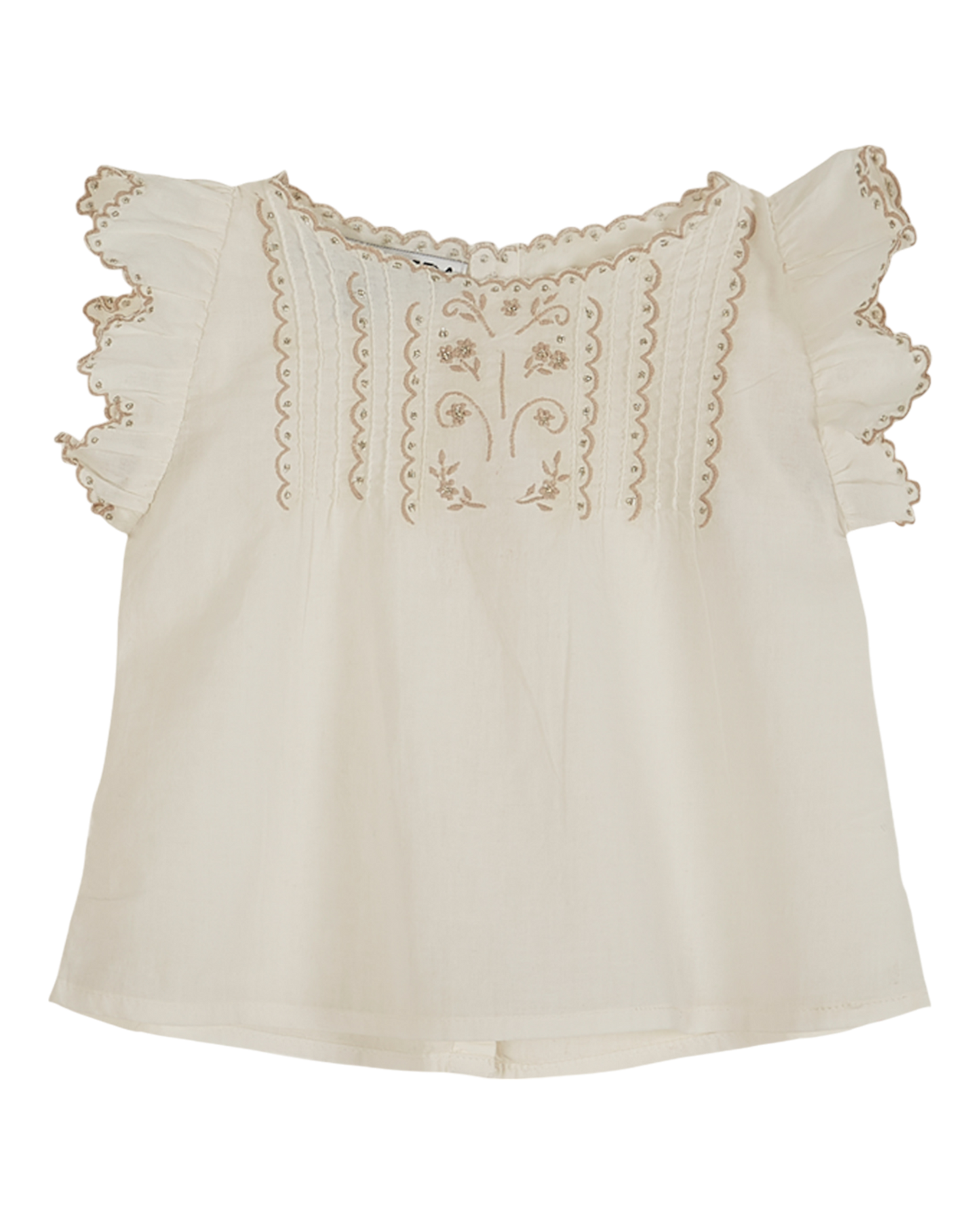 Blouse brodée voile de coton écru