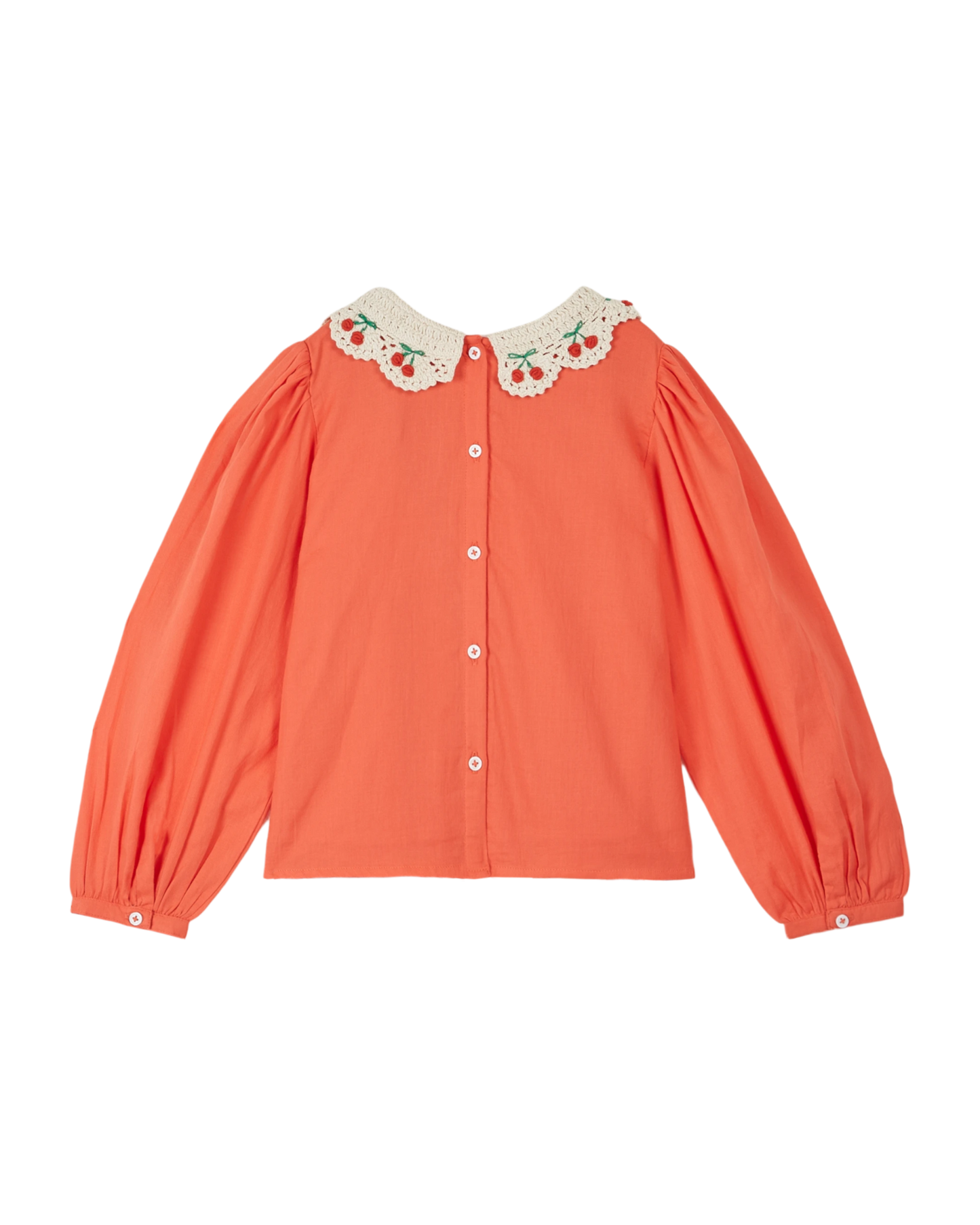 Blouse smockée col crochet pastèque