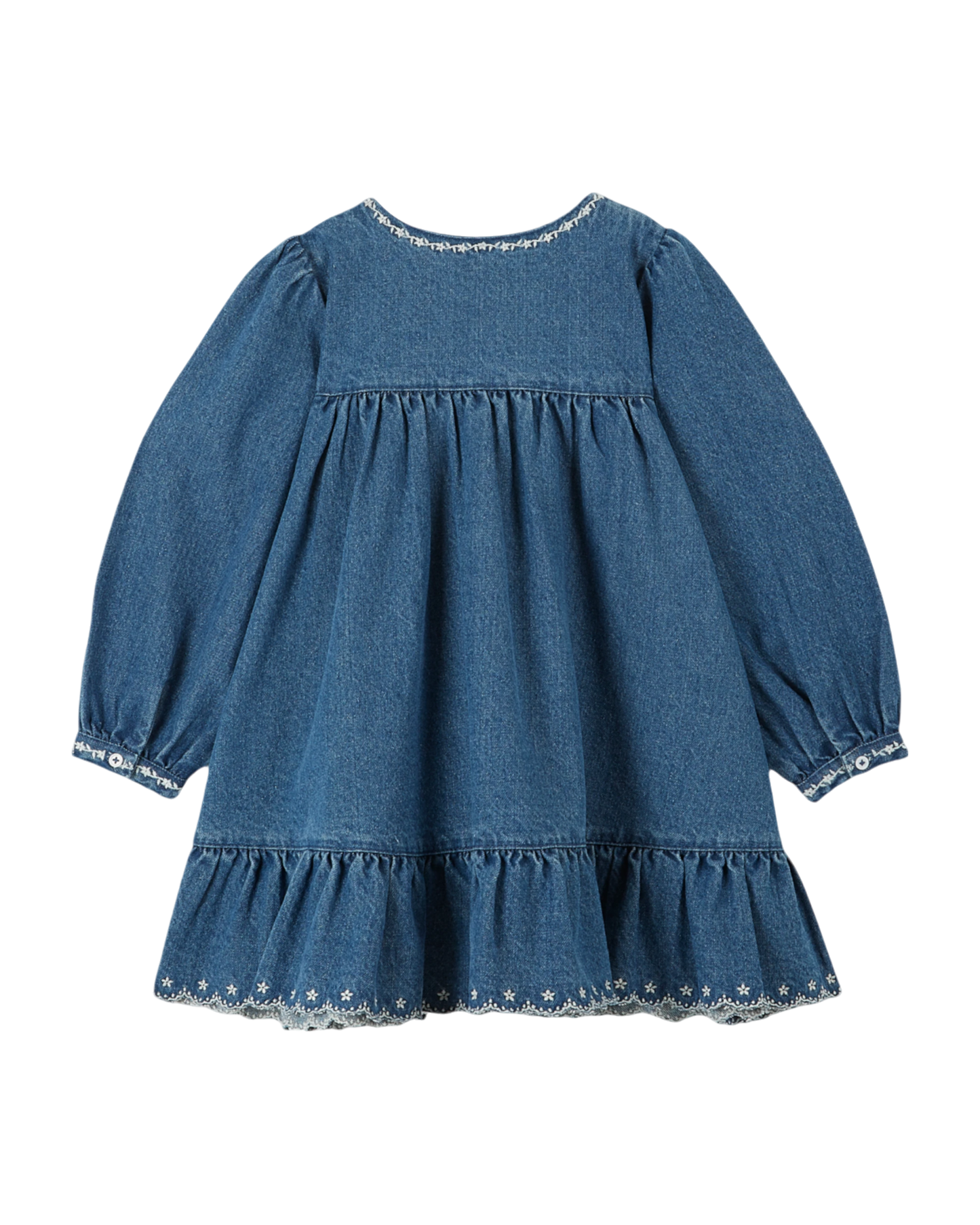 Robe brodée denim