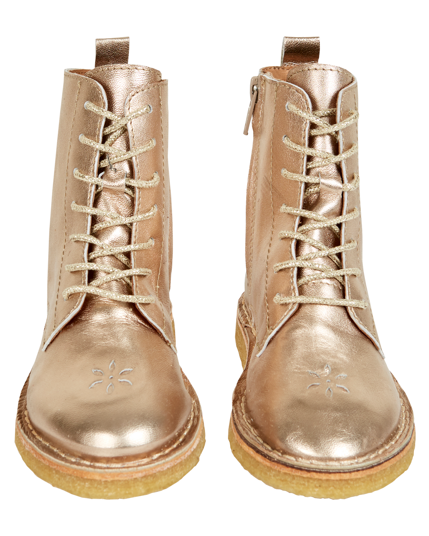 Boots à lacets cuir or