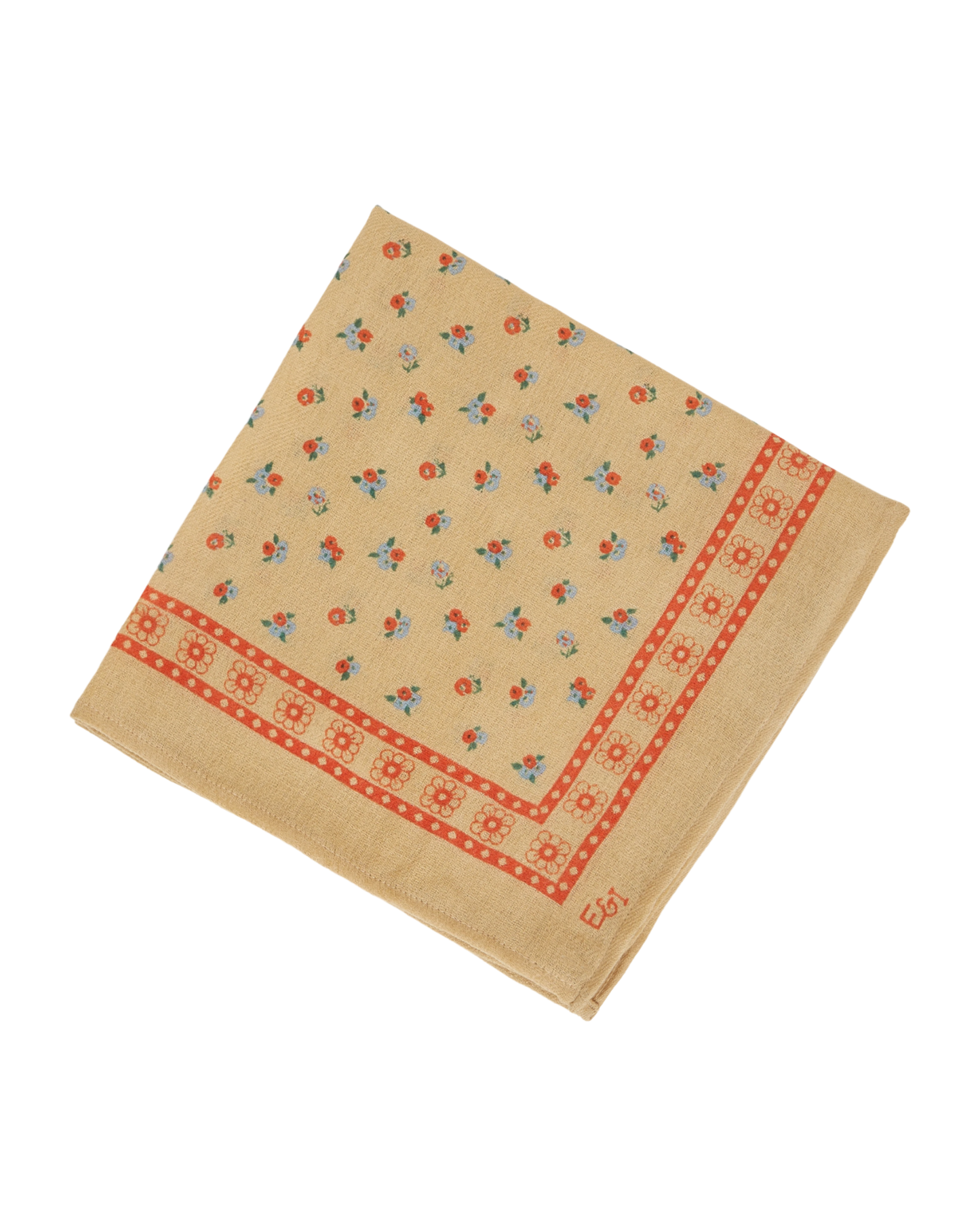 Foulard à fleurs beige 50x50cm