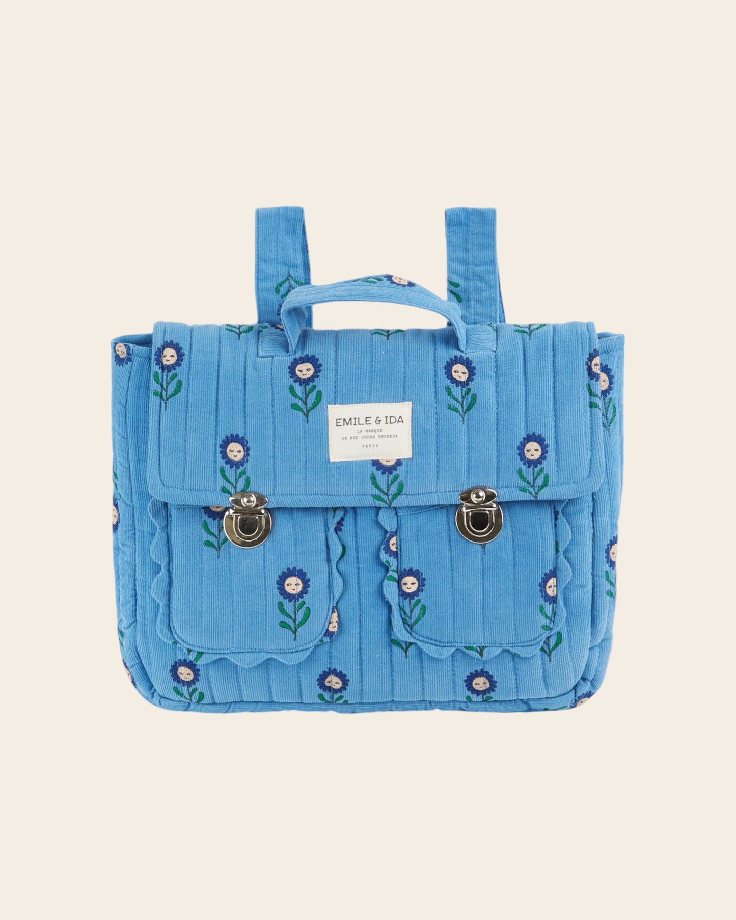 Cartable - Matelassé Marguerite bleu