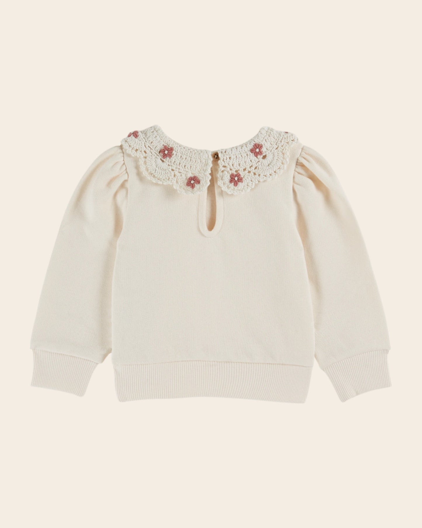Sweat - Col crochet coton bio crème