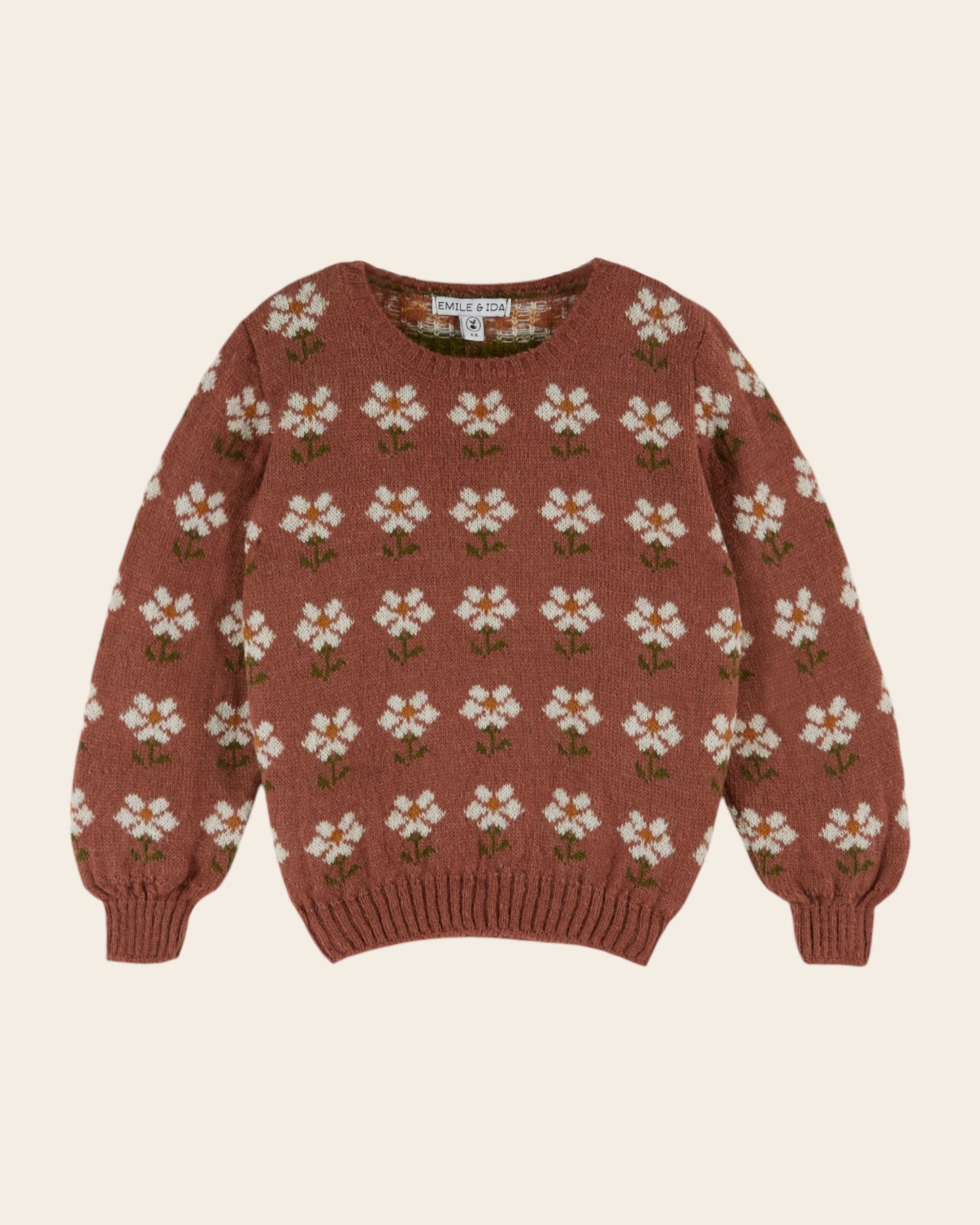 Pull - Jacquard Marguerite bois de rose
