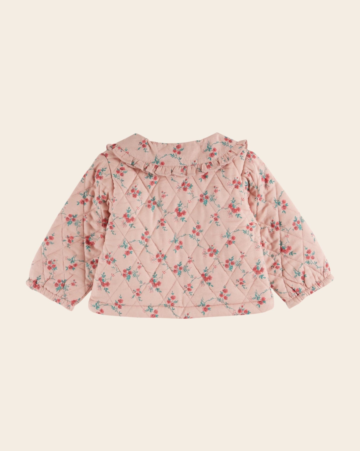 Veste - Matelassé rose à fleurs rouges
