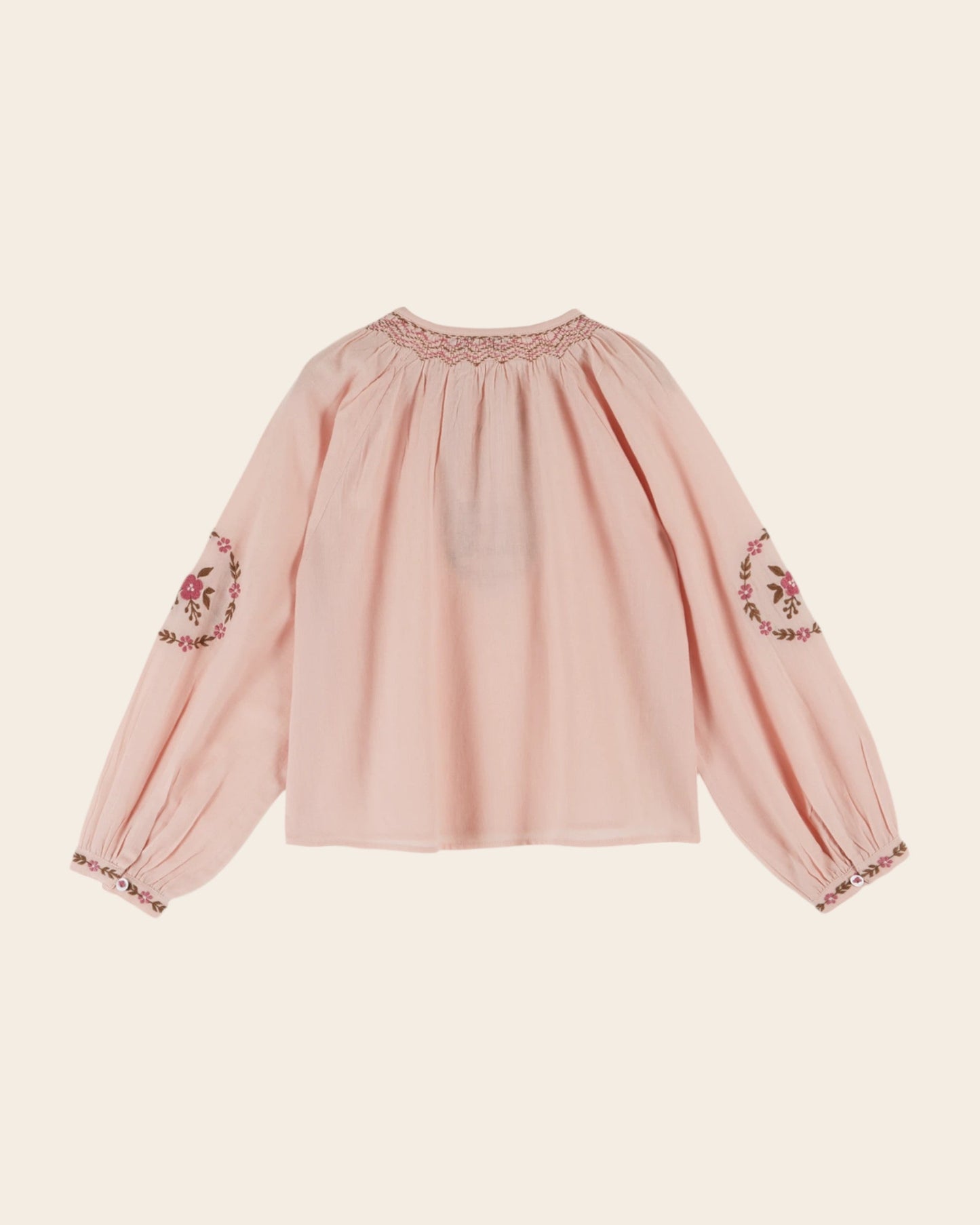 Blouse - Fille brodée ethnique rose