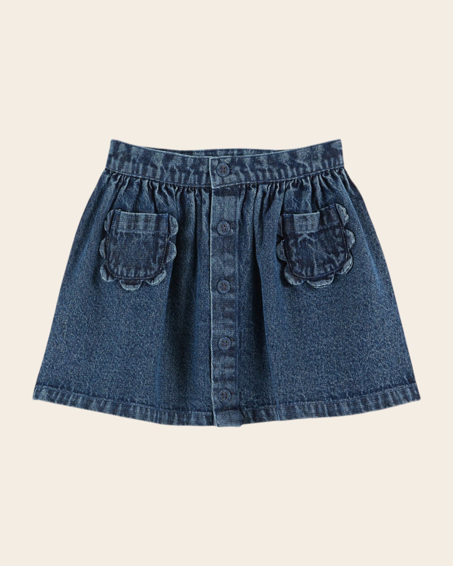 Jupe - Poches fleurs denim