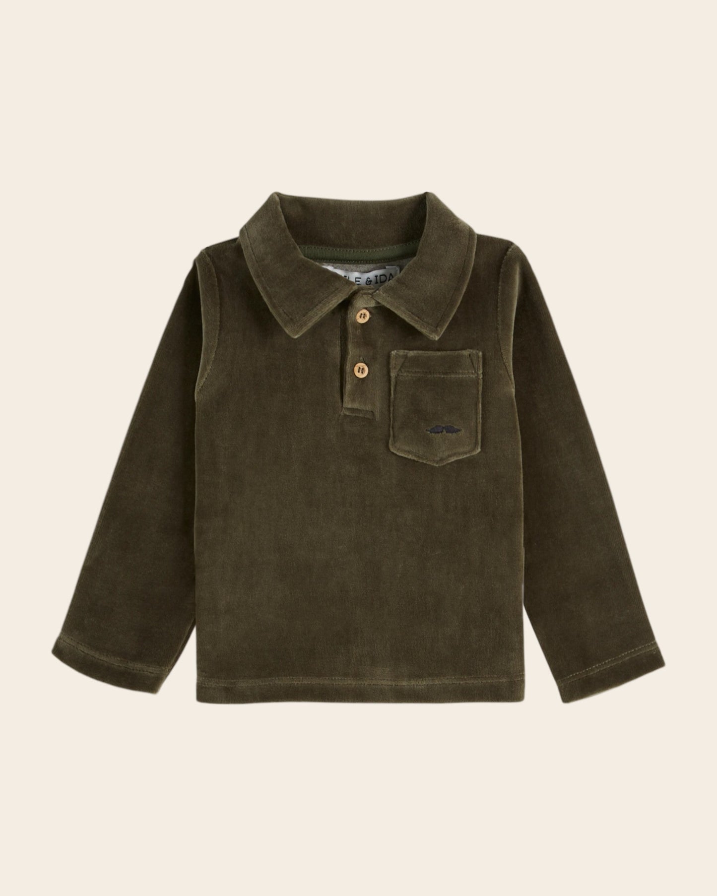 Polo velours éponge olive