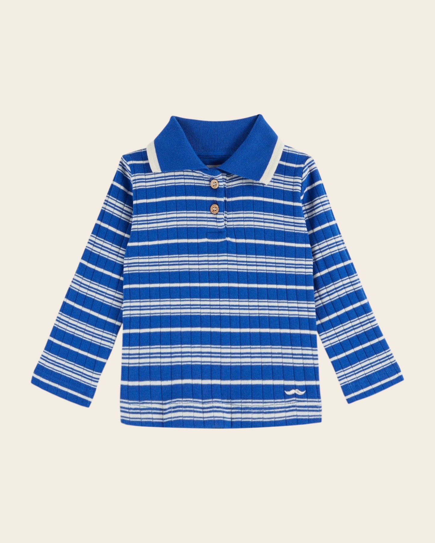 Polo - Rayures coton bio bleu royal