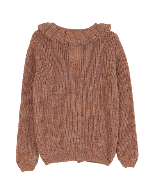Cardigan collerette bébé lurex châtaigne