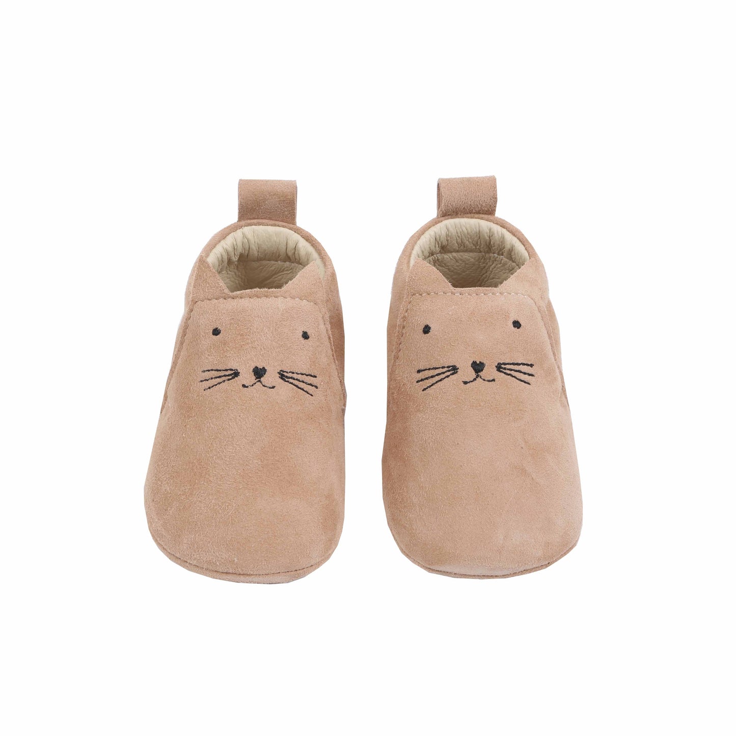 chaussons bebe chat en cuir plage