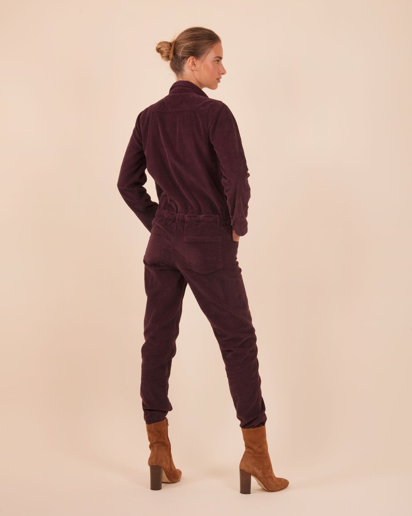 Combinaison velours de coton aubergine