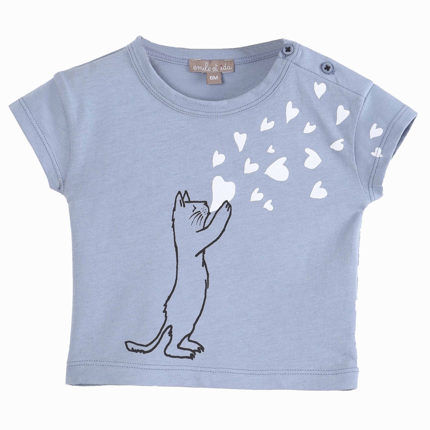Tee shirt chat imprimé bleu
