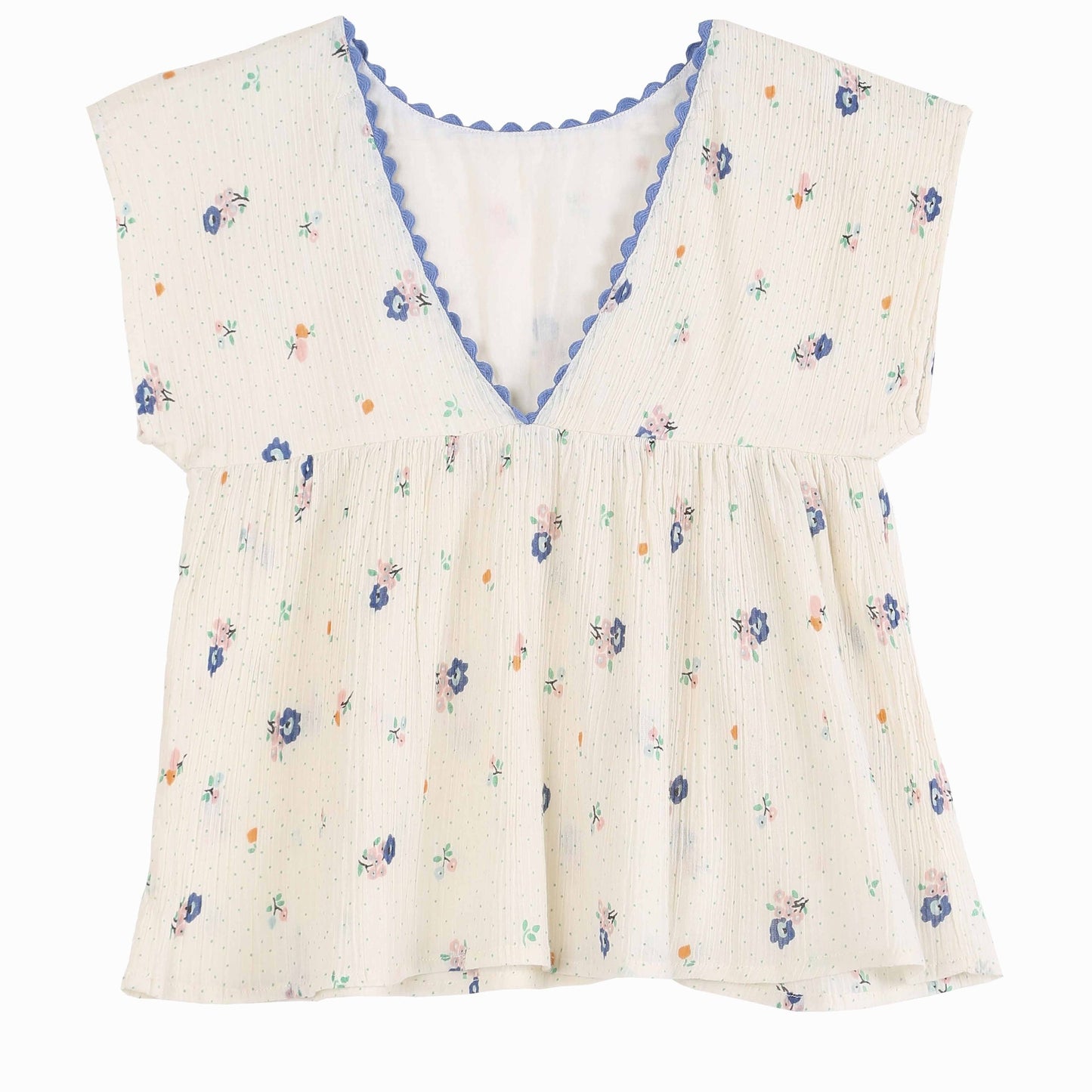 Blouse crépon imprimée écru