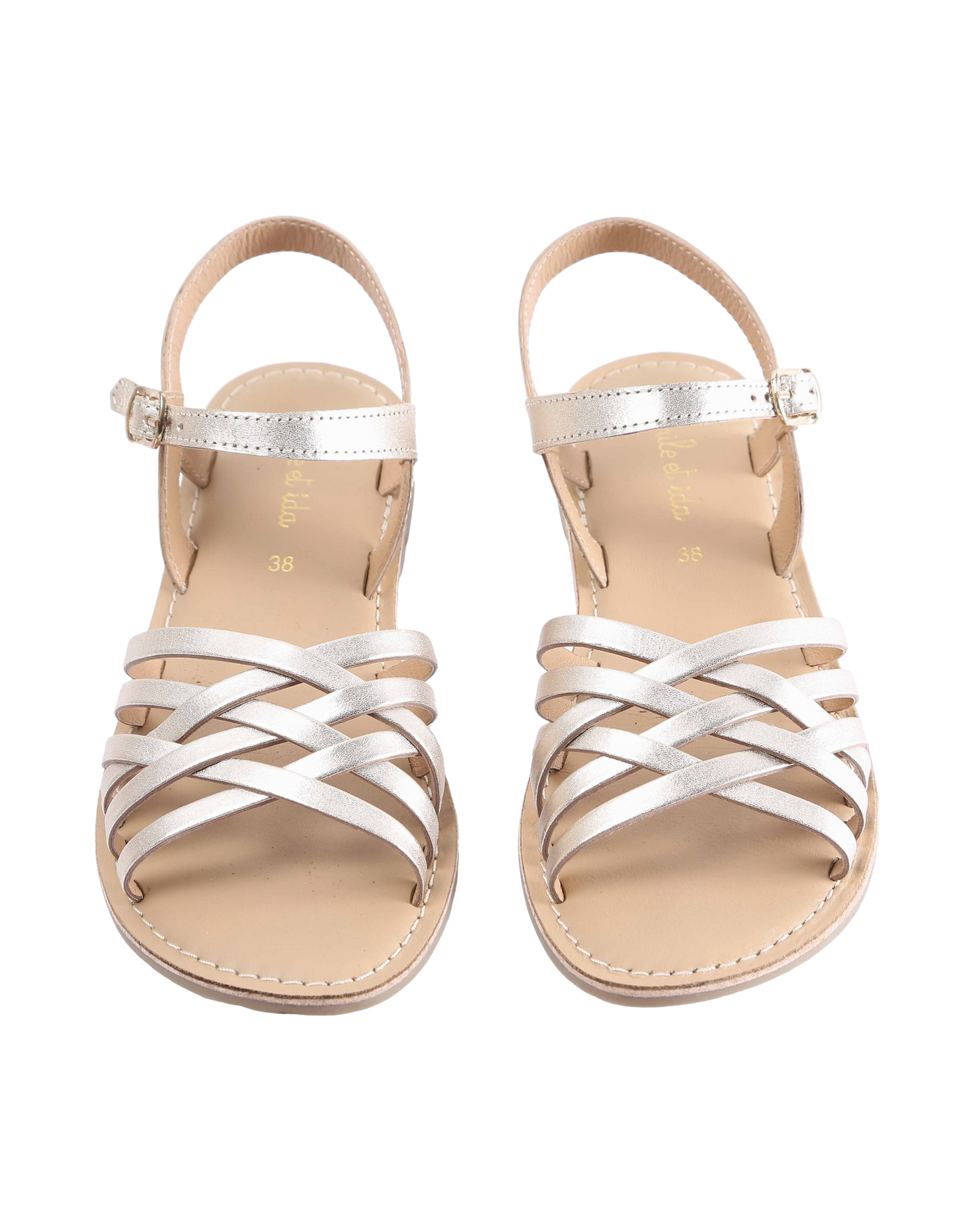 Sandales fille tressées or