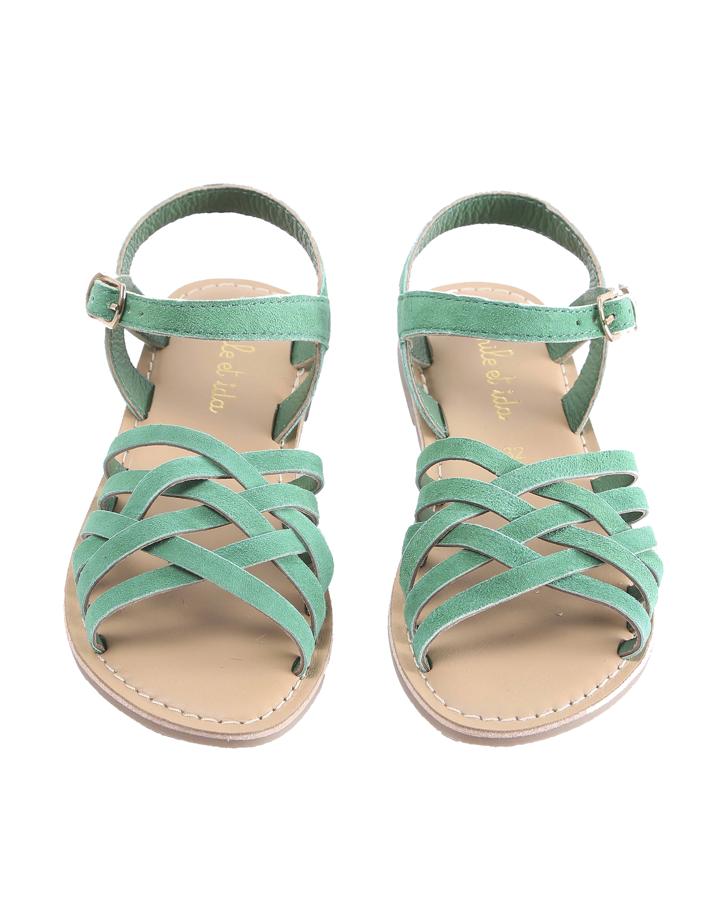 Sandales fille tressées verte