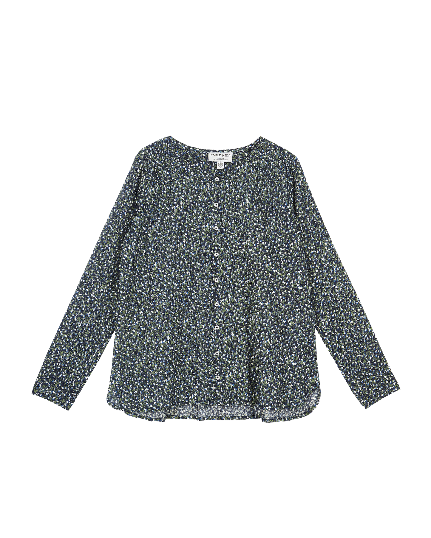 Blouse voile de coton jardin bleu