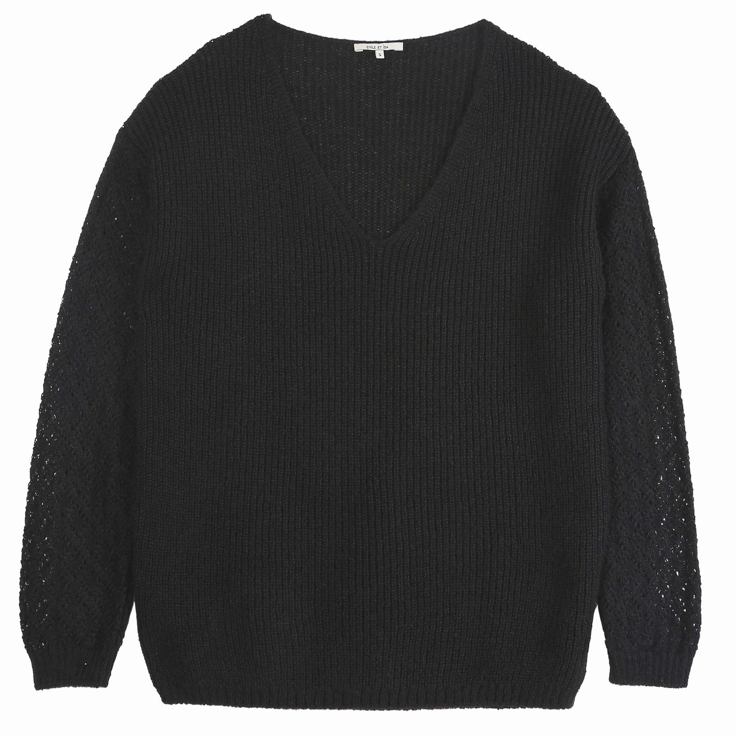 Pull-over ajouré alpaga noir