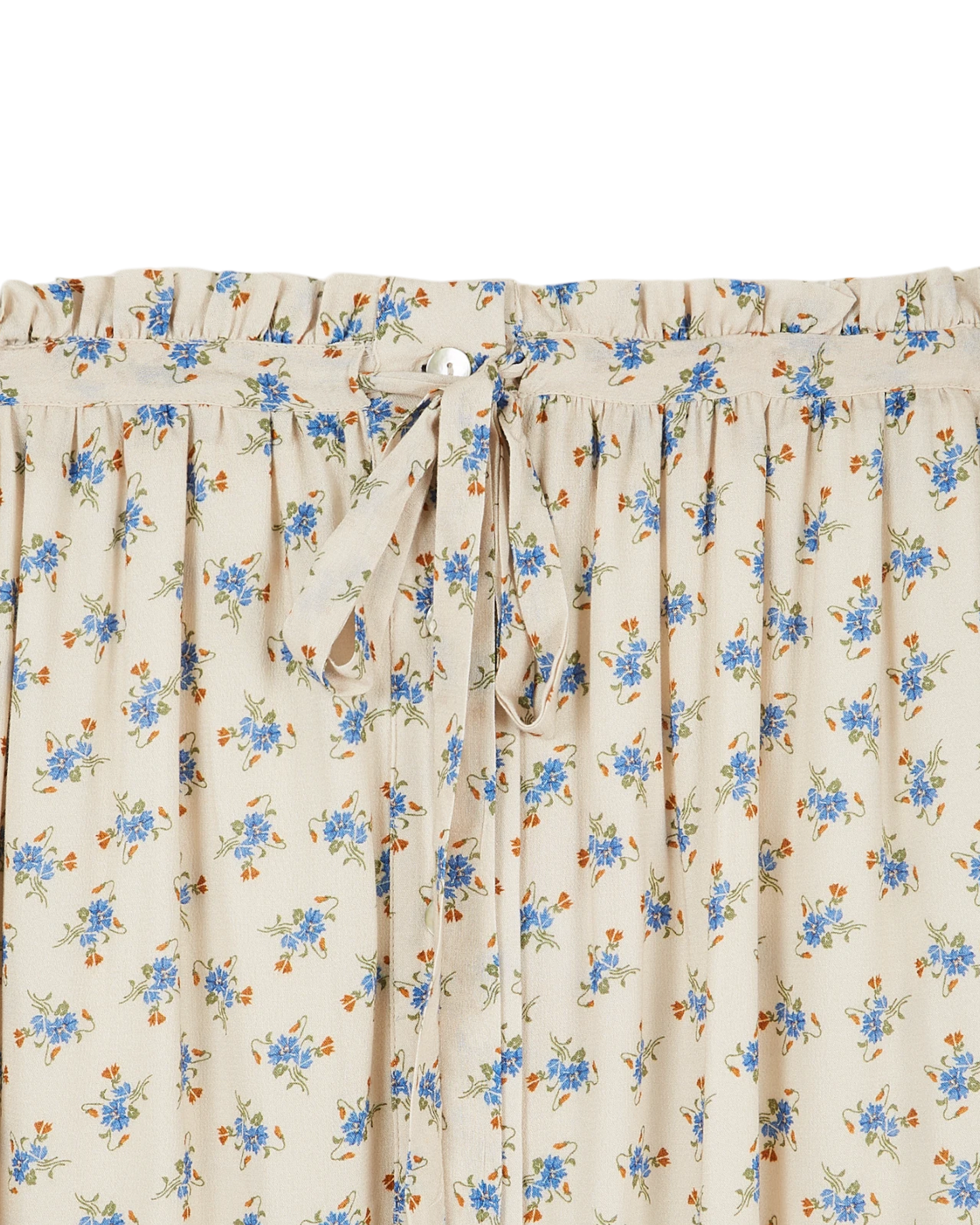 Jupe midi fleurs bleues
