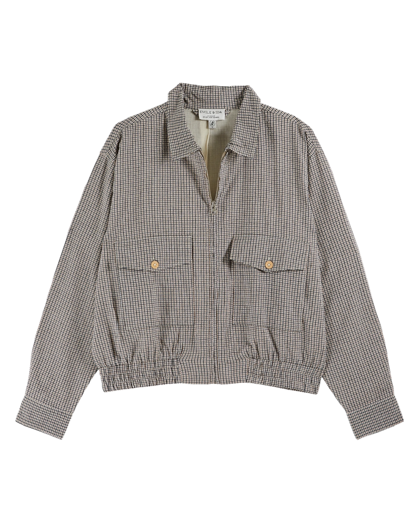 Blouson carreaux noir et marron