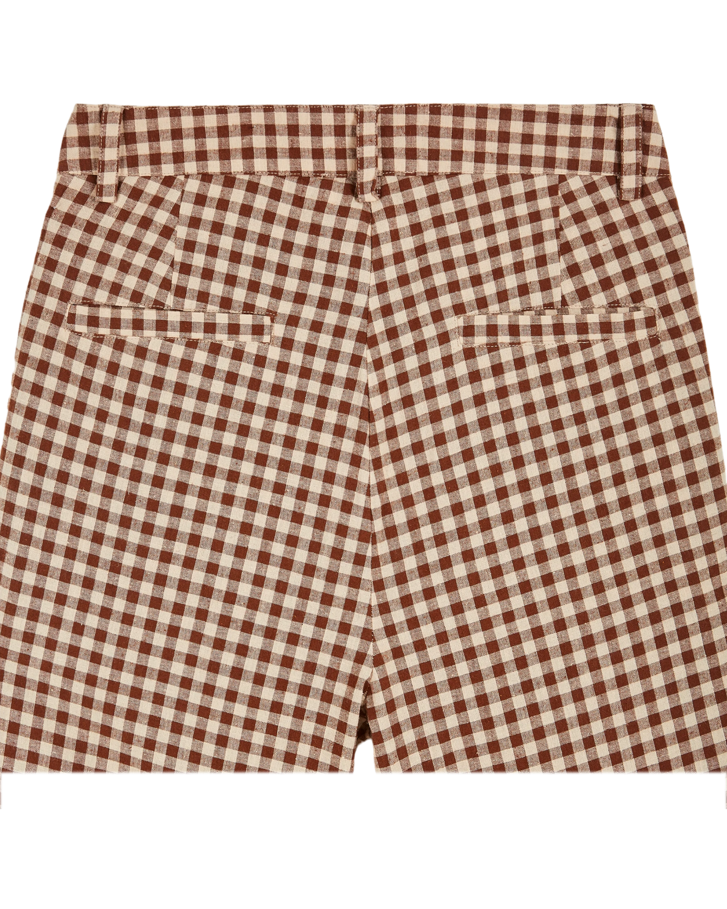 Pantalon large vichy écru et chocolat