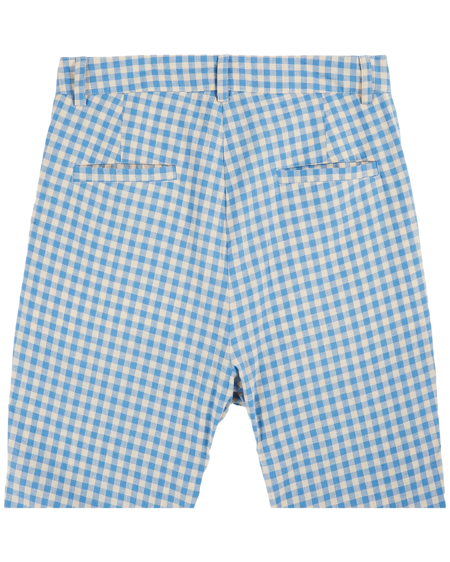 Pantalon large vichy écru et bleu