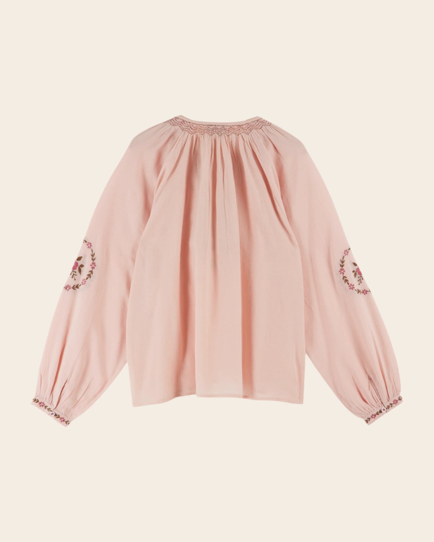 Blouse brodée ethnique rose