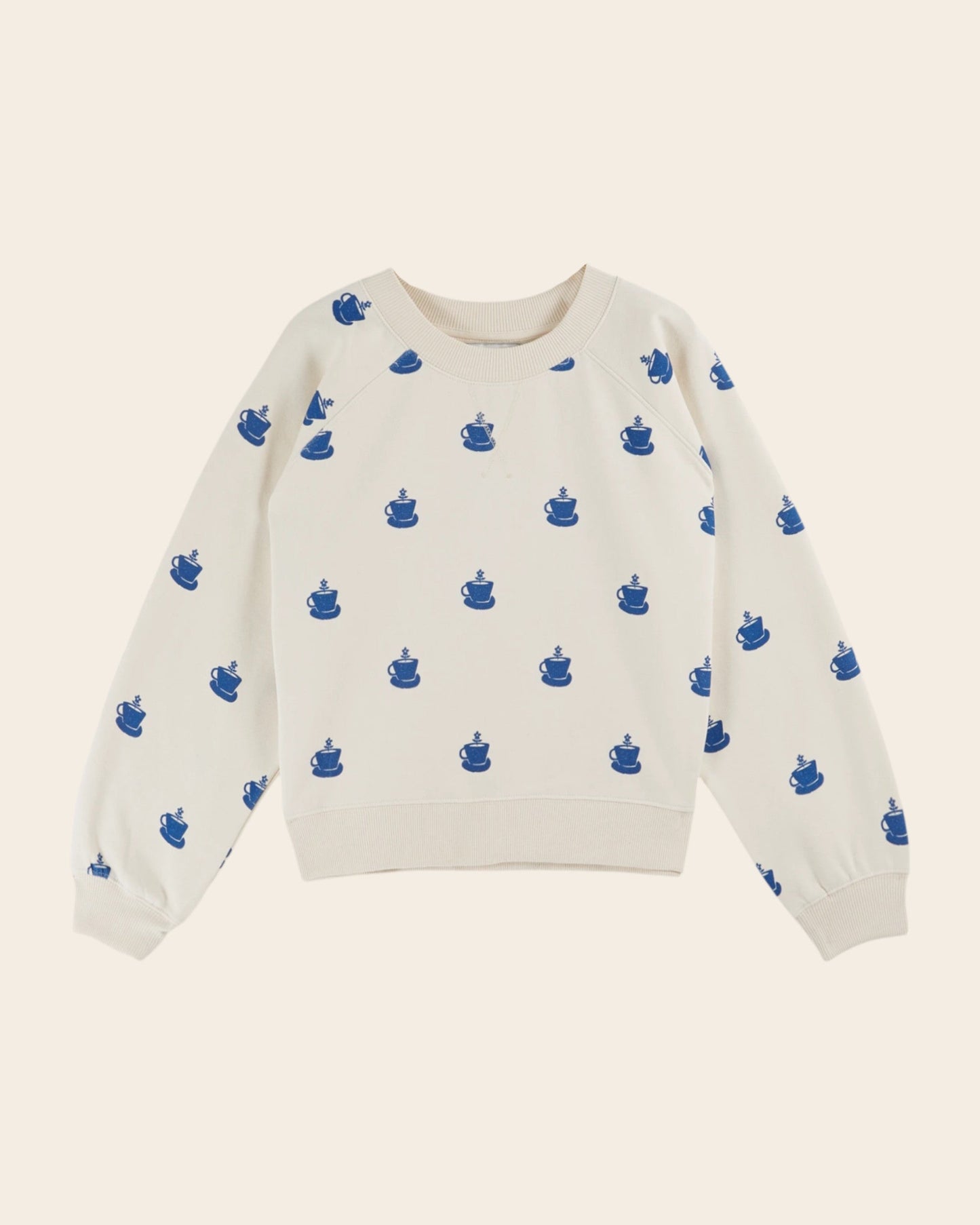 Sweat - Imprimé tasses coton bio écru
