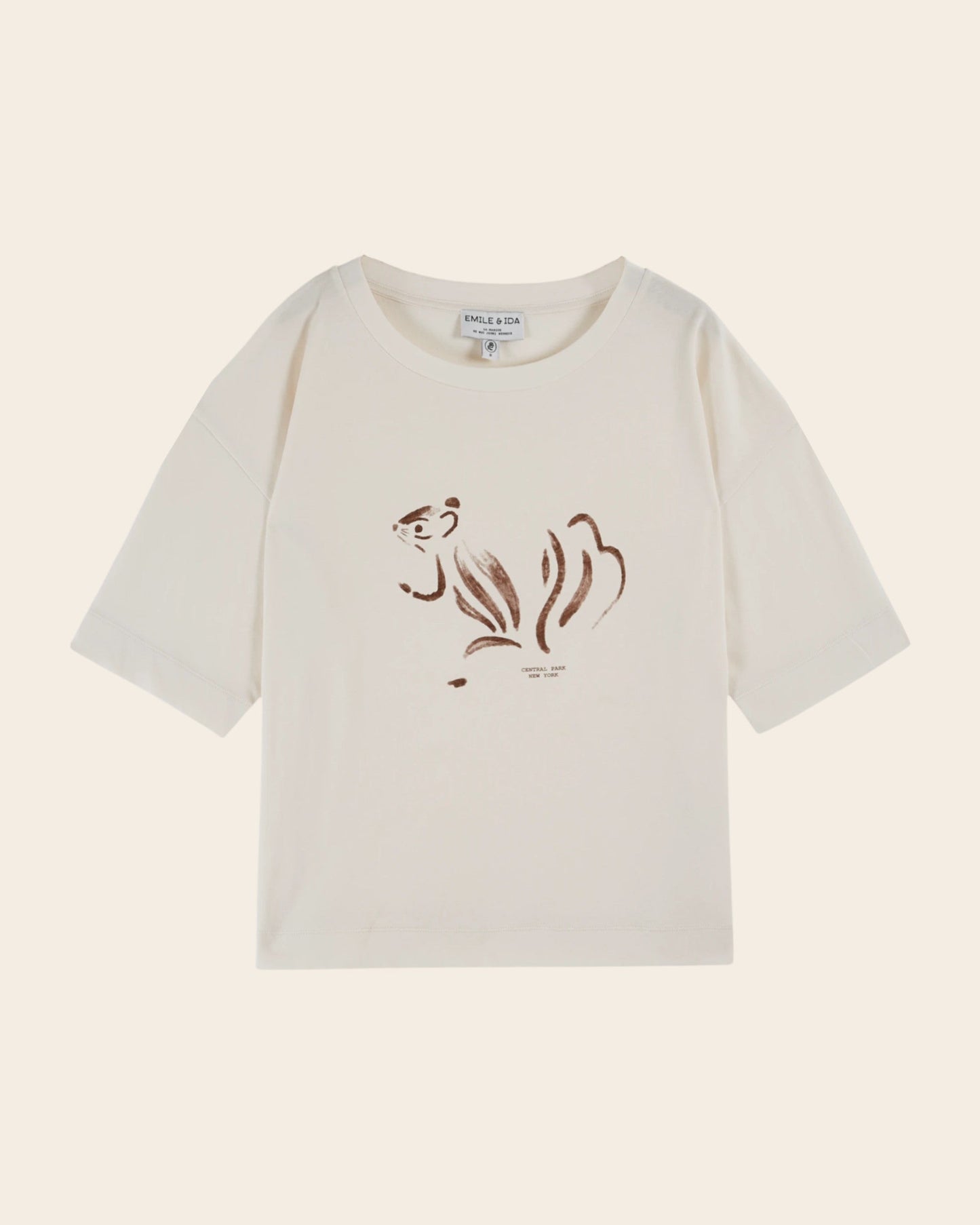 T-shirt écureuil coton bio crème
