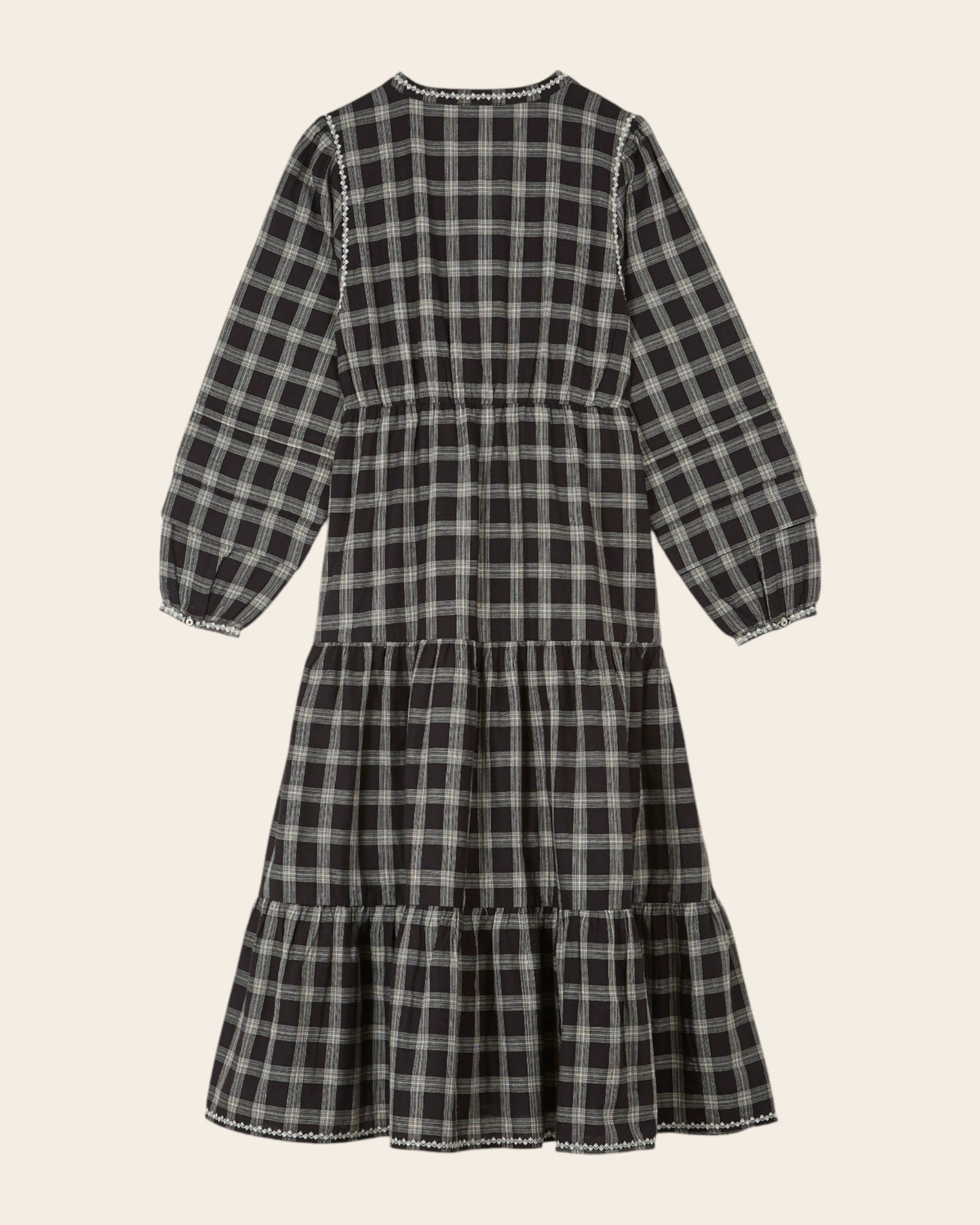 Robe longue - Brodé à carreaux noir