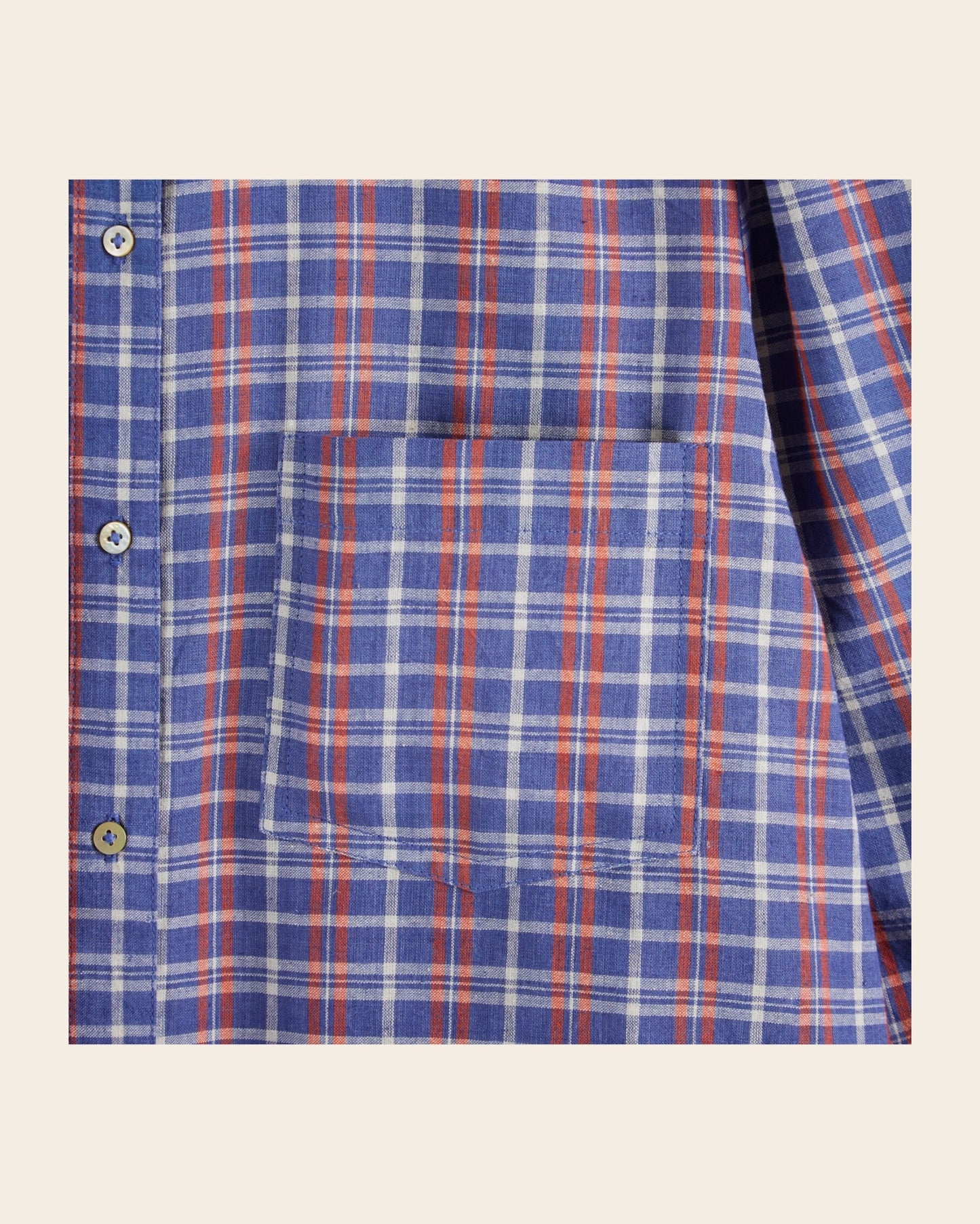 Chemise - Khadi à carreaux bleu et rouge
