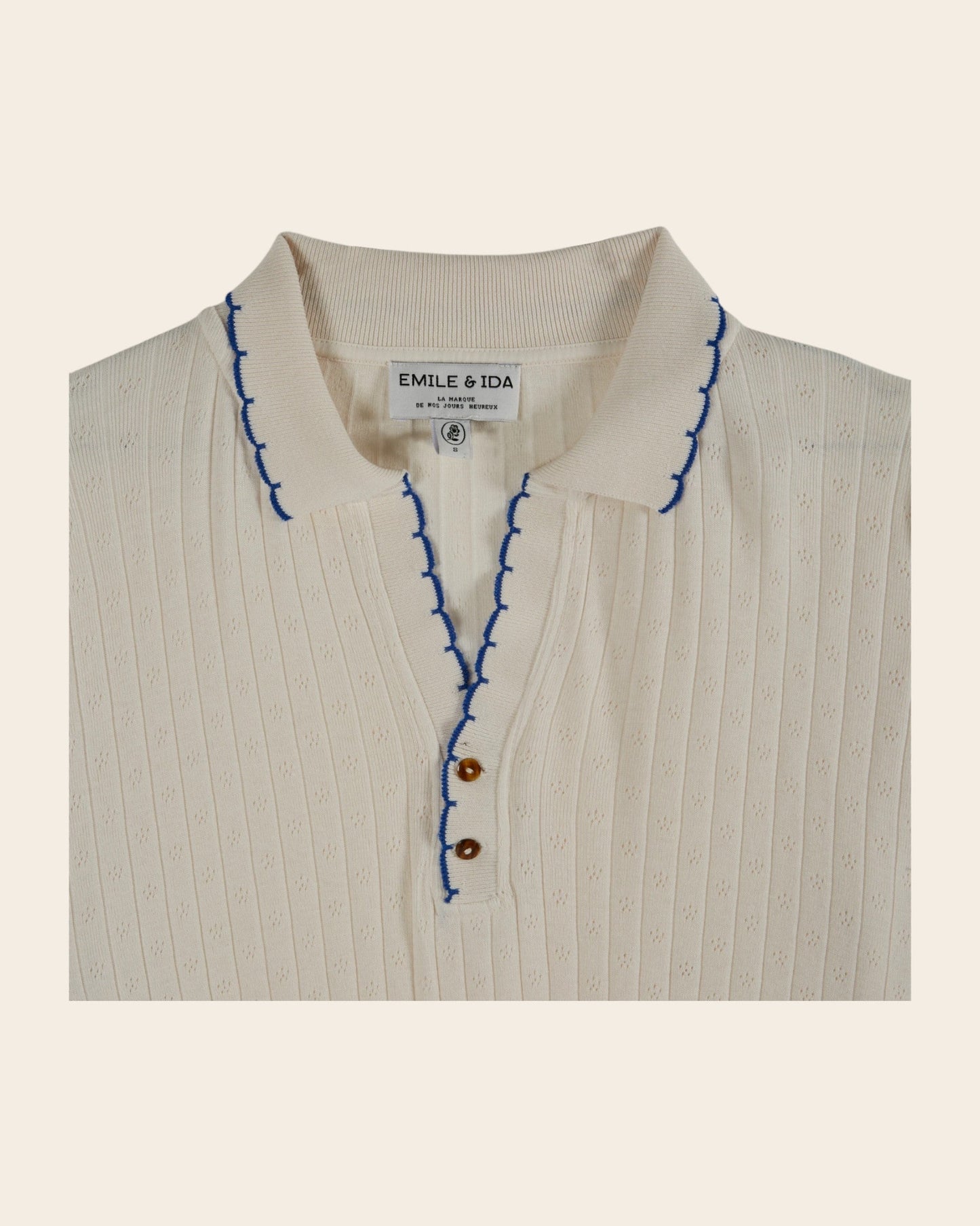Polo pointelle modal crème