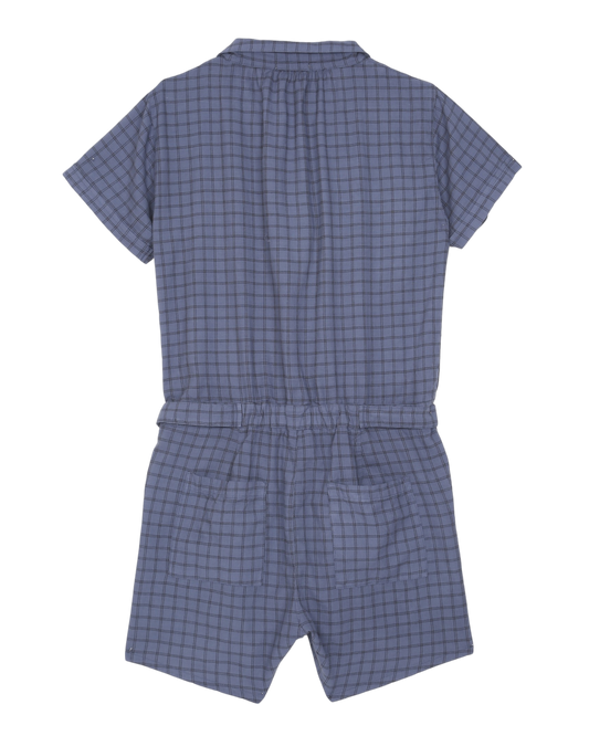 Combishort à carreaux bleu