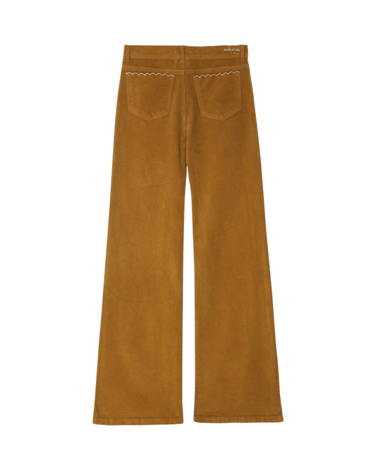 Pantalon velours flare écorce