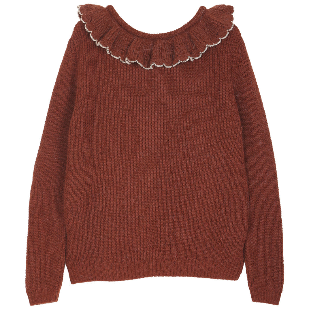 Cardigan collerette rouille lurex femme