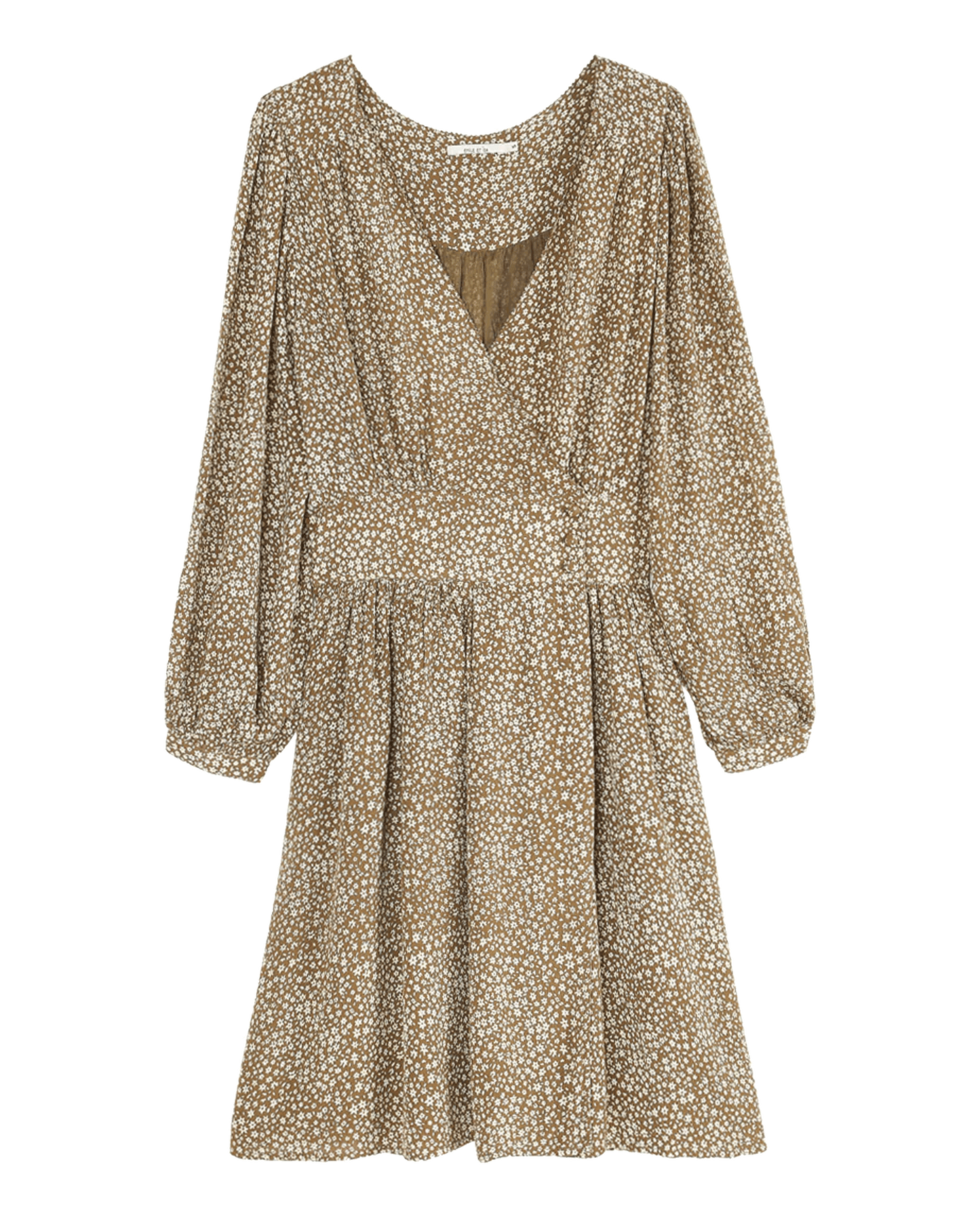 Robe portefeuille imprimée beige