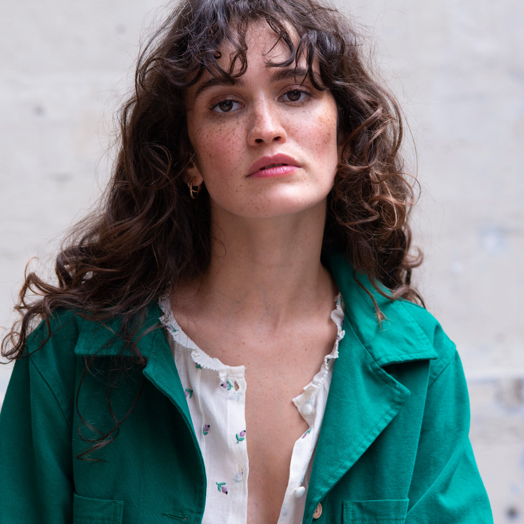 Veste toile de coton vert