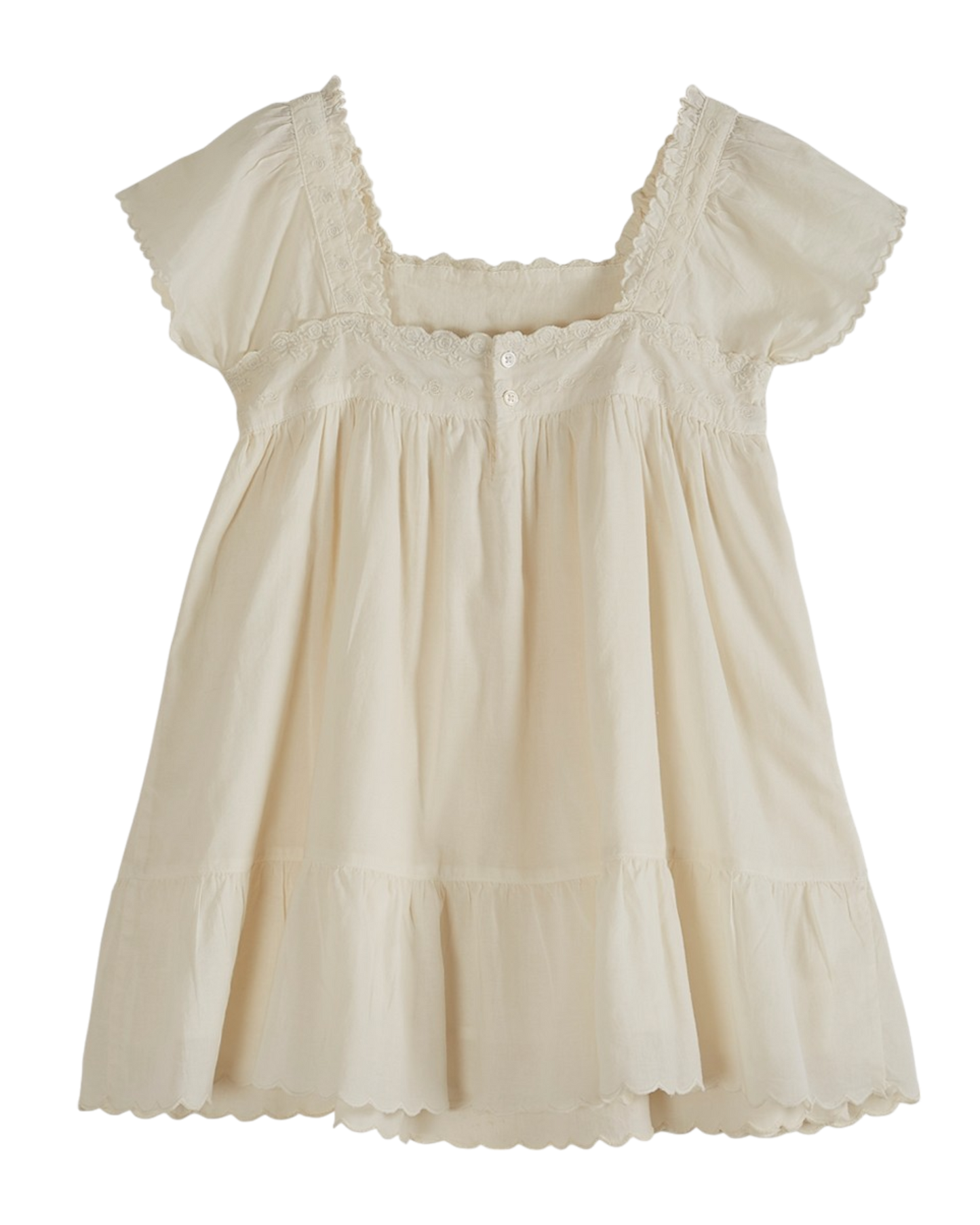 Robe brodée voile de coton écru