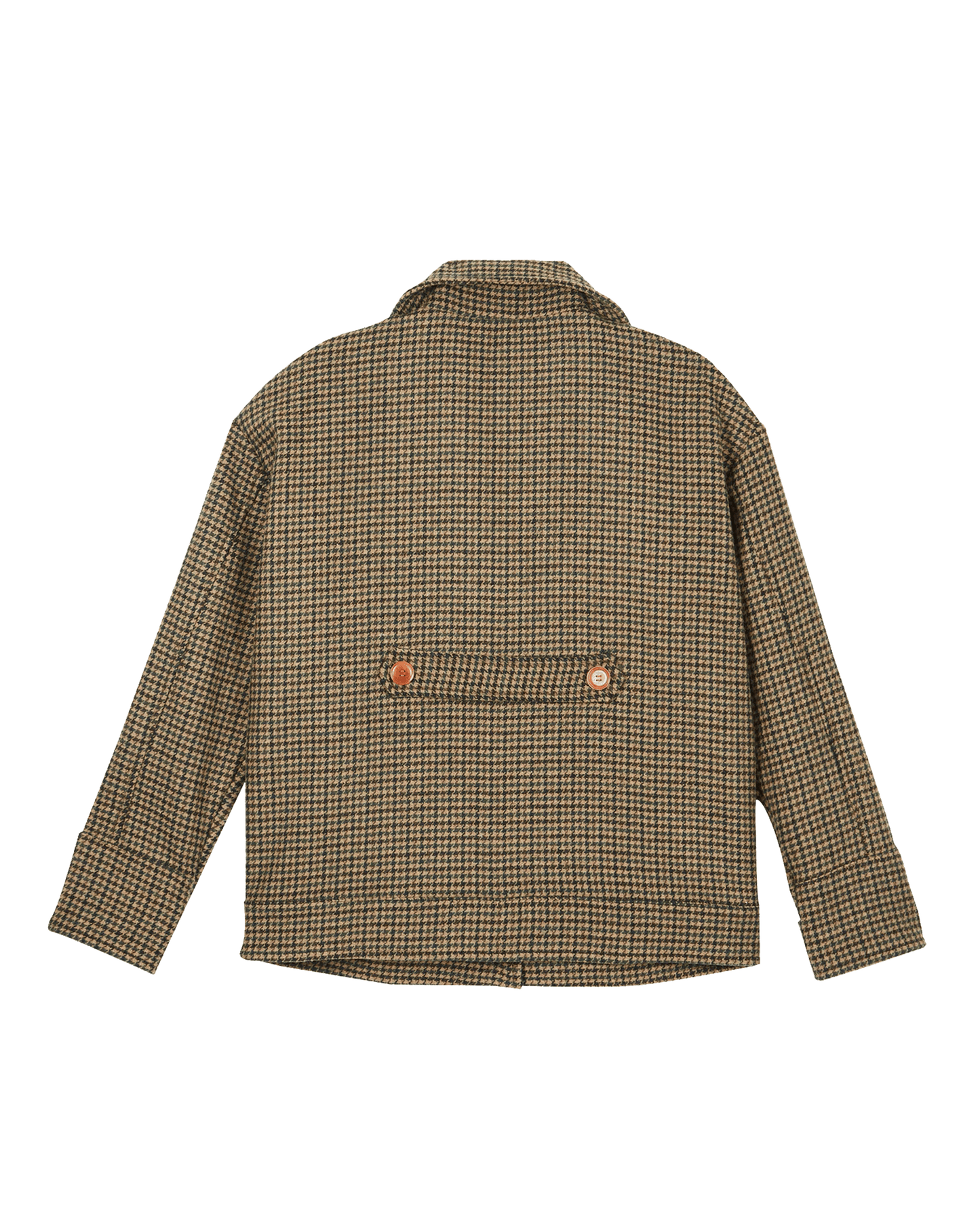 Blouson laine recyclée pied de poule vert