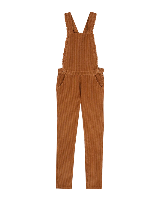 Salopette dos croisé velours de coton noix