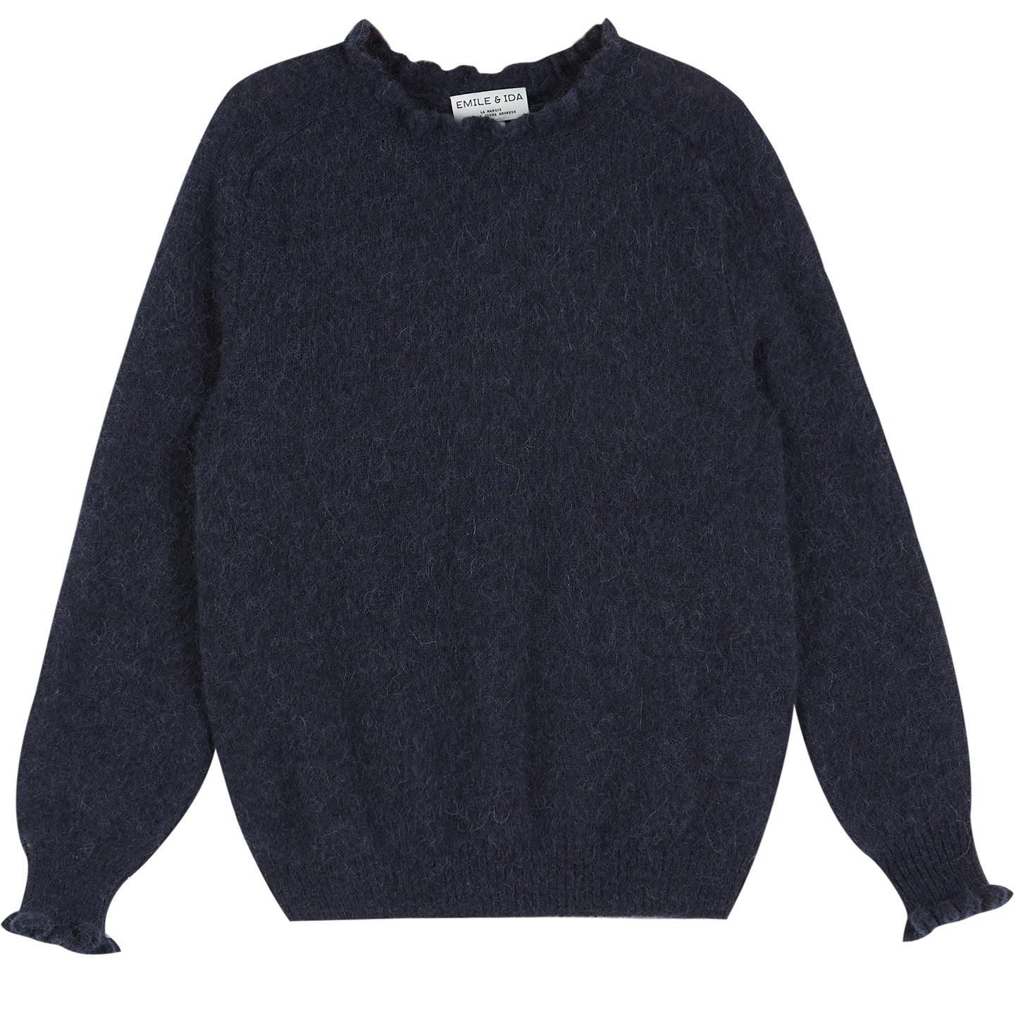 Pull over laine d'alpaga marina