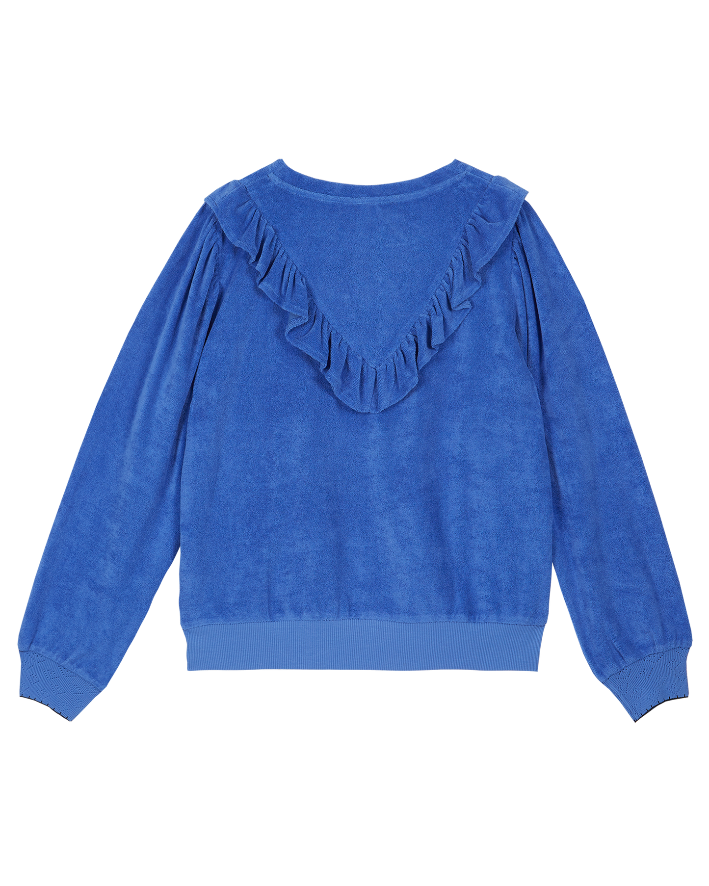Sweatshirt éponge volanté céleste