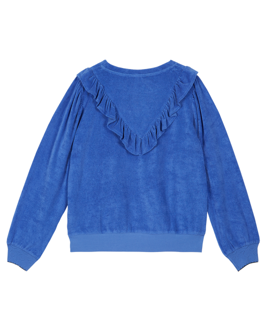 Sweatshirt éponge volanté céleste