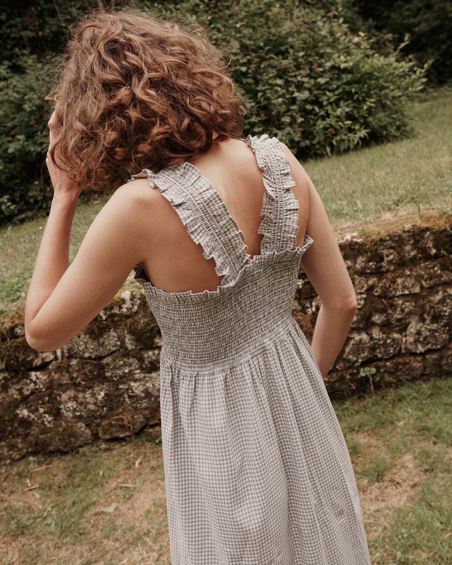 Robe bouillonnée coton vichy bleu