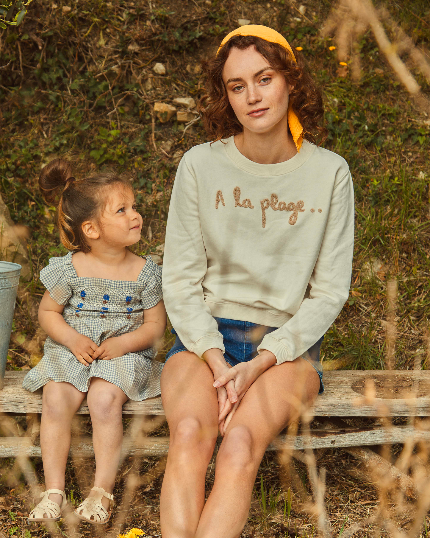 Jupe courte coton vichy bleu
